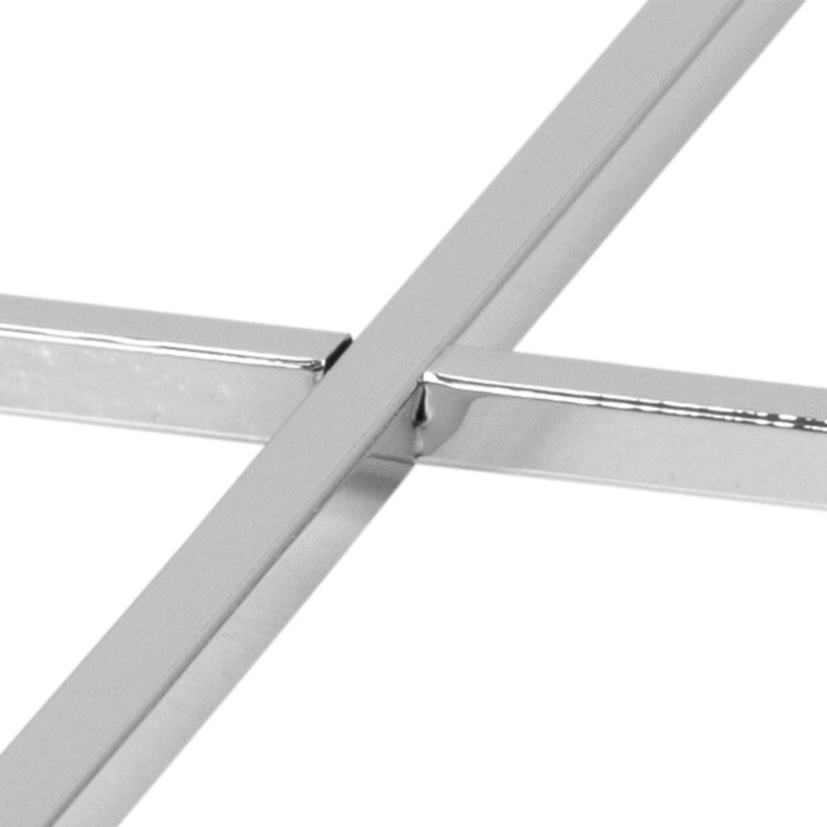 Glass Side Table Square With Chrome Metal X-Frame - Cross