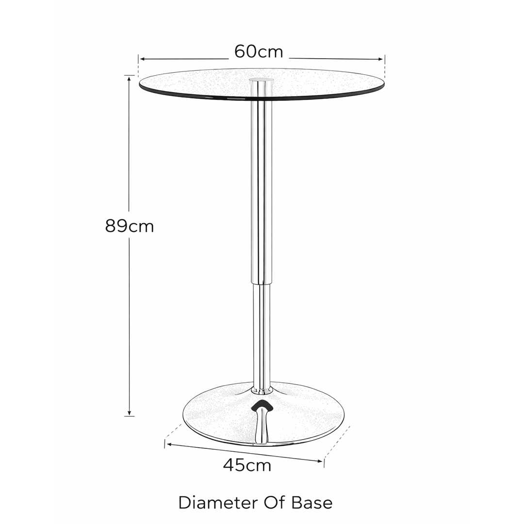 Glass Top Bar Table Round 89cm High - Chiswick
