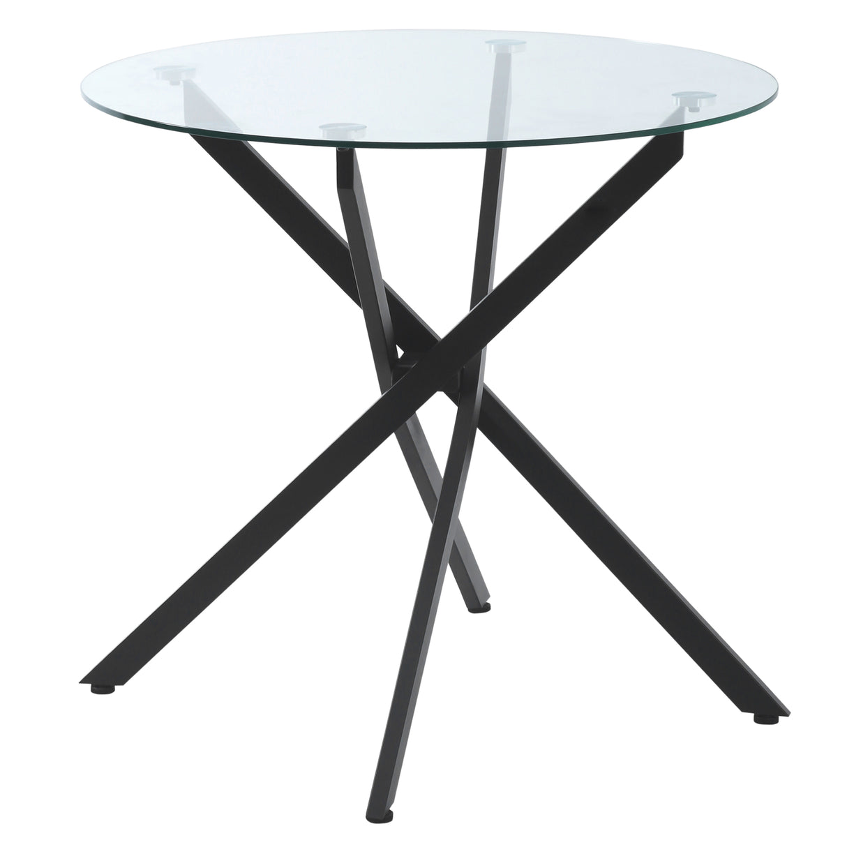 Glass Top Dining Table Round for 4 People With Steel Legs - Velmora