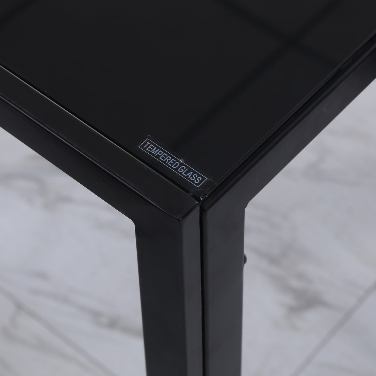 Glass Top Kitchen Dining Table Rectangular for 4 People - Velmora