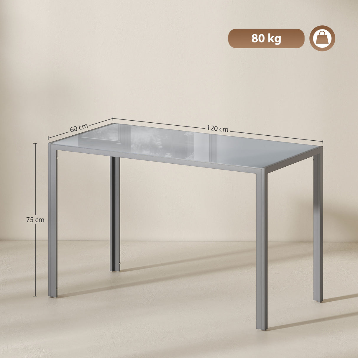 Glass Top Kitchen Dining Table Rectangular for 4 People - Velmora