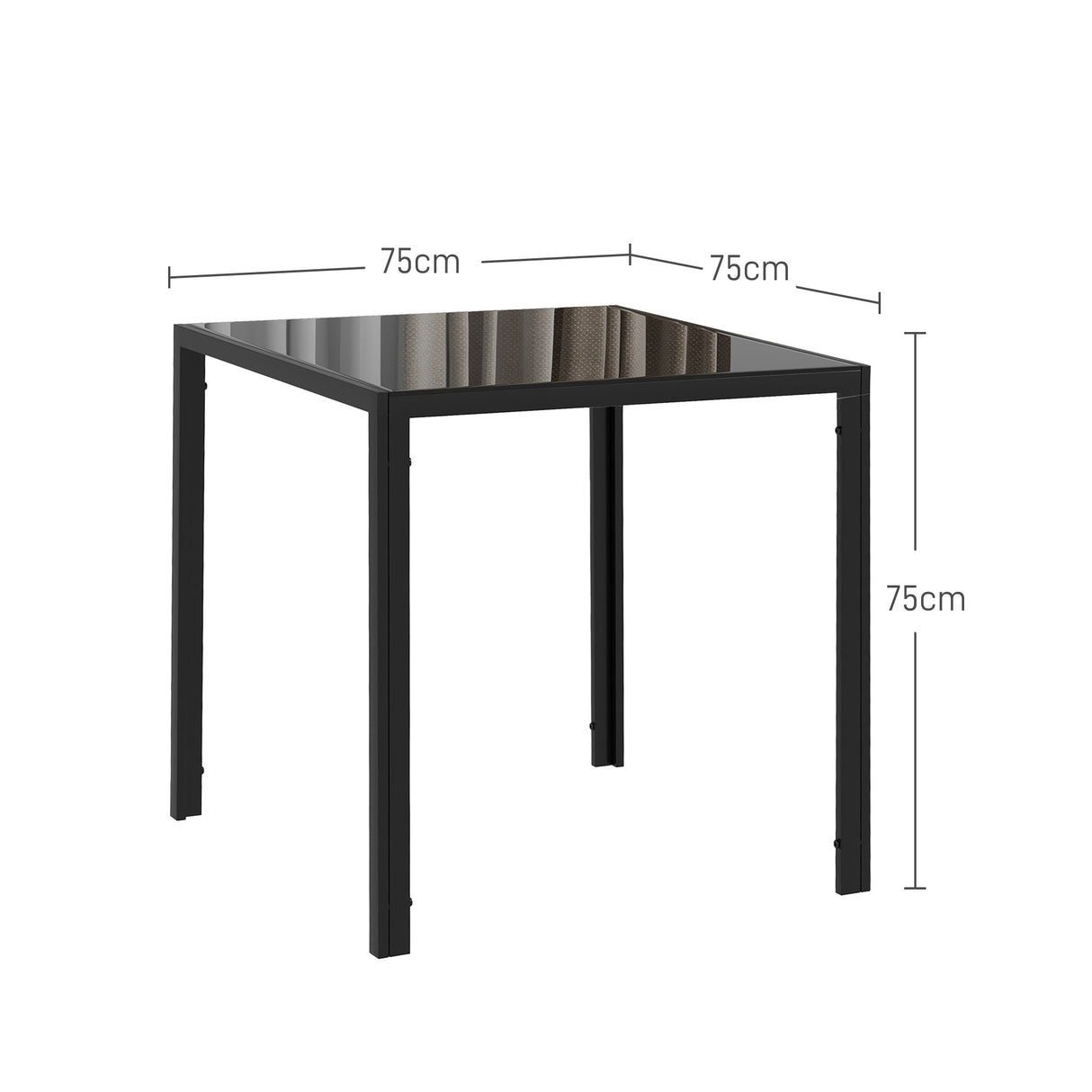 Glass Top Kitchen Dining Table Square for 2 to 4 People - Velmora