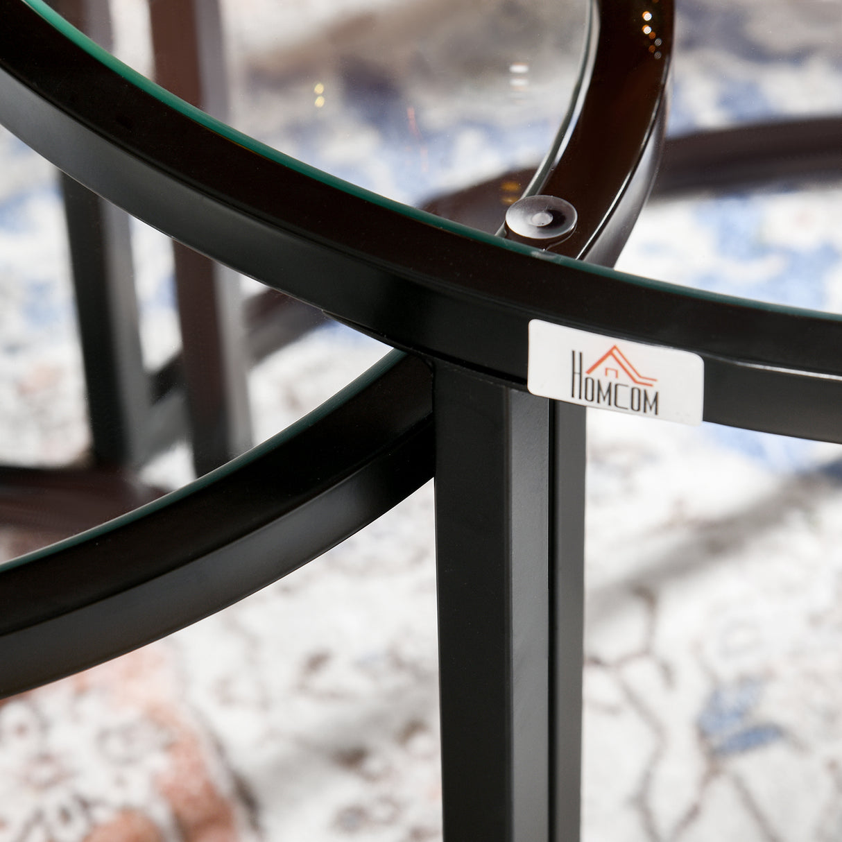 Glass Top Nesting Coffee Tables in Set of 2 With Black Steel Frame - Velmora