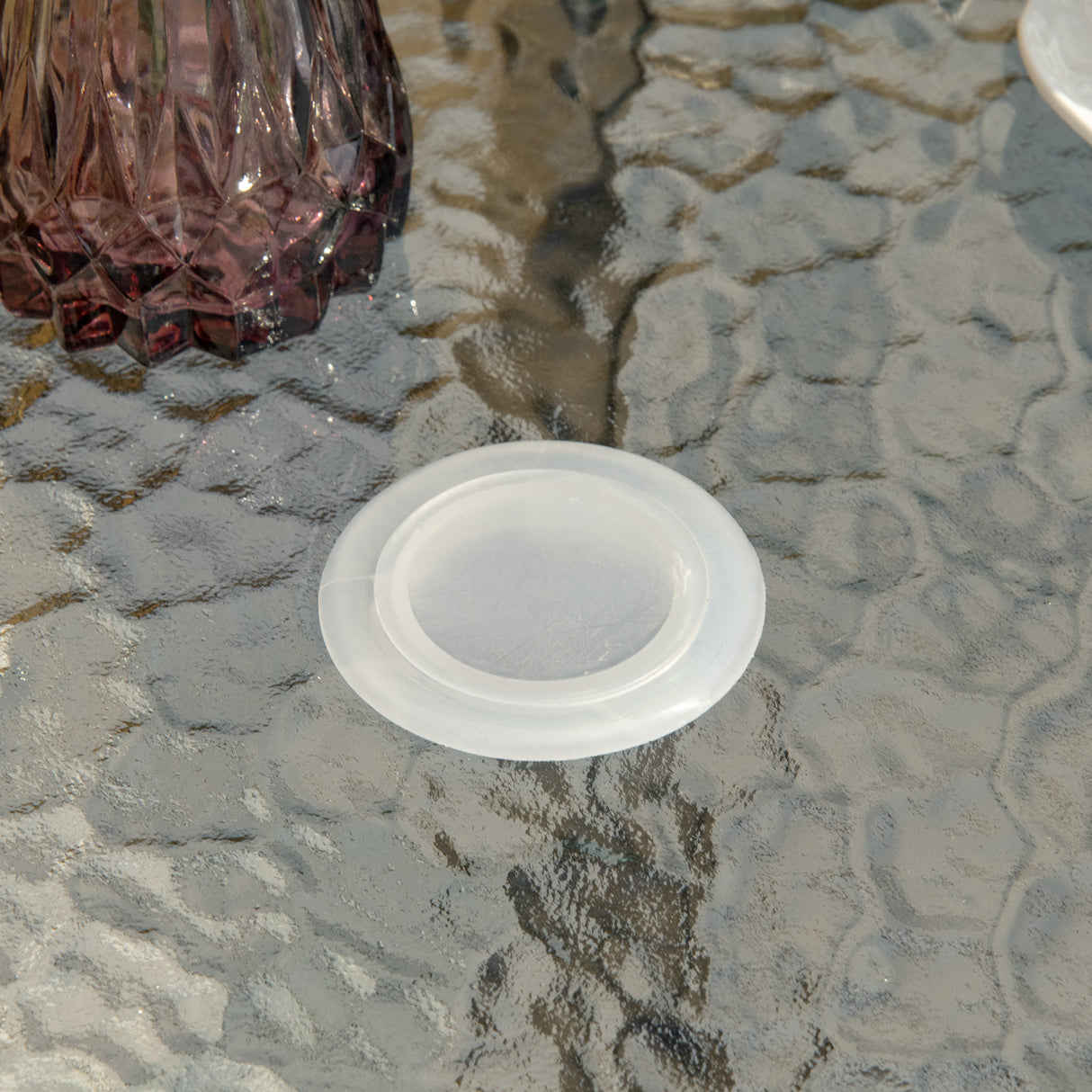 Glass Top Outdoor Garden Dining Table 80cm Wide With Parasol Hole - Velmora