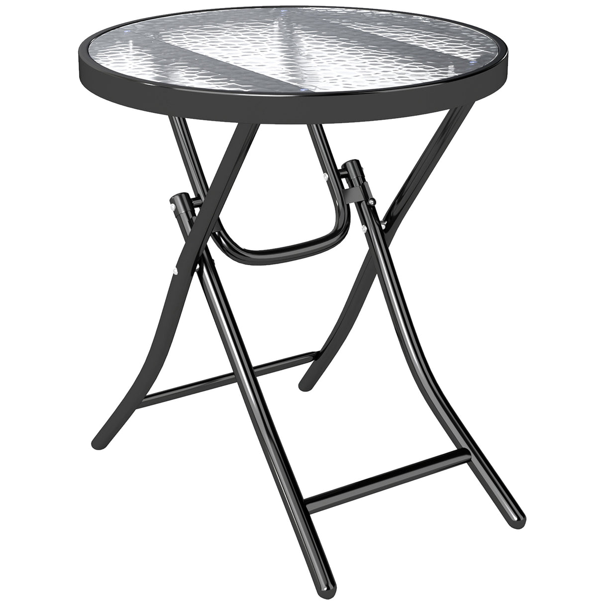 Glass Top Outdoor Garden Patio Side Table Round - Velmora