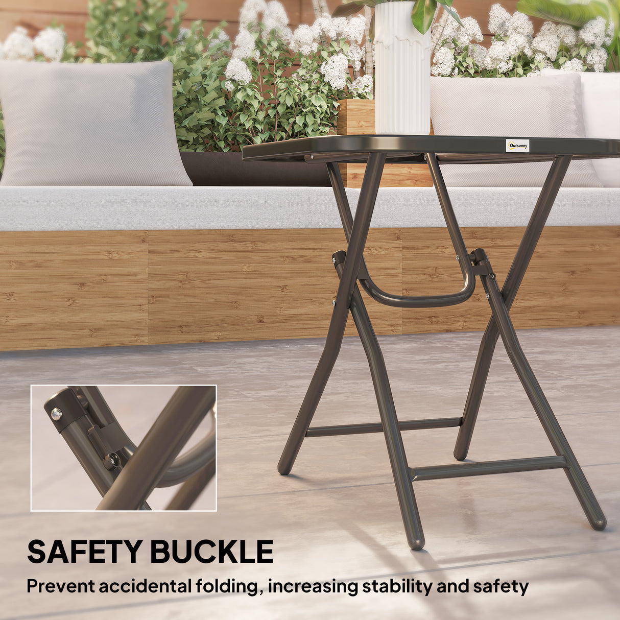Glass Top Outdoor Garden Patio Side Table Square - Velmora