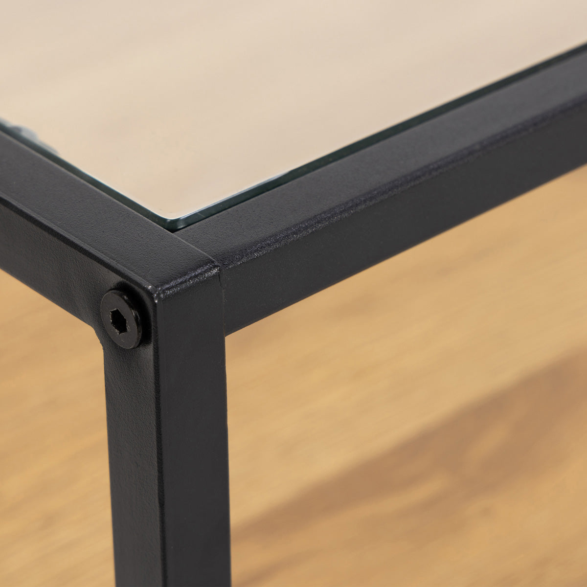 Glass TV Stand With 2 Oak Shelves - Randolf