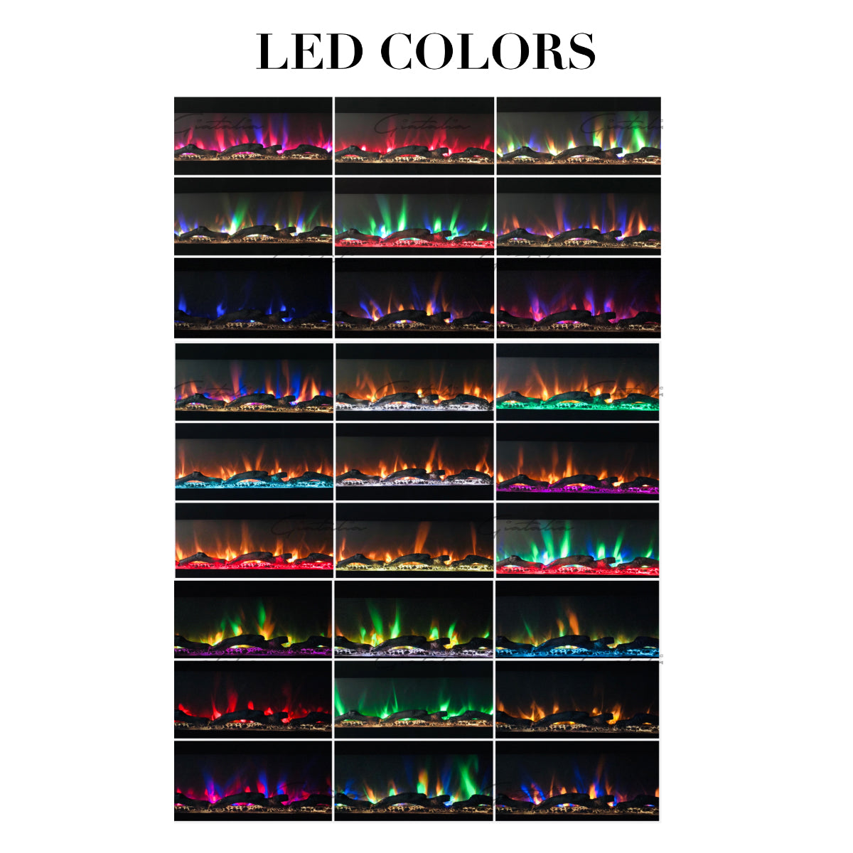 Glass Wall Insert or Mounted Electric Fire 78 Inch - Aurora