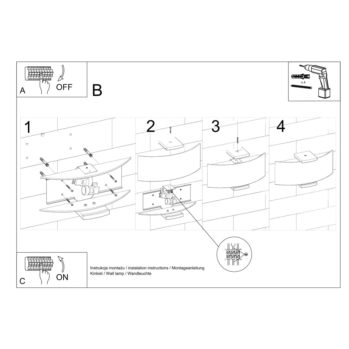Glass Wall Light With Emilio Wooden Support - Tangerine