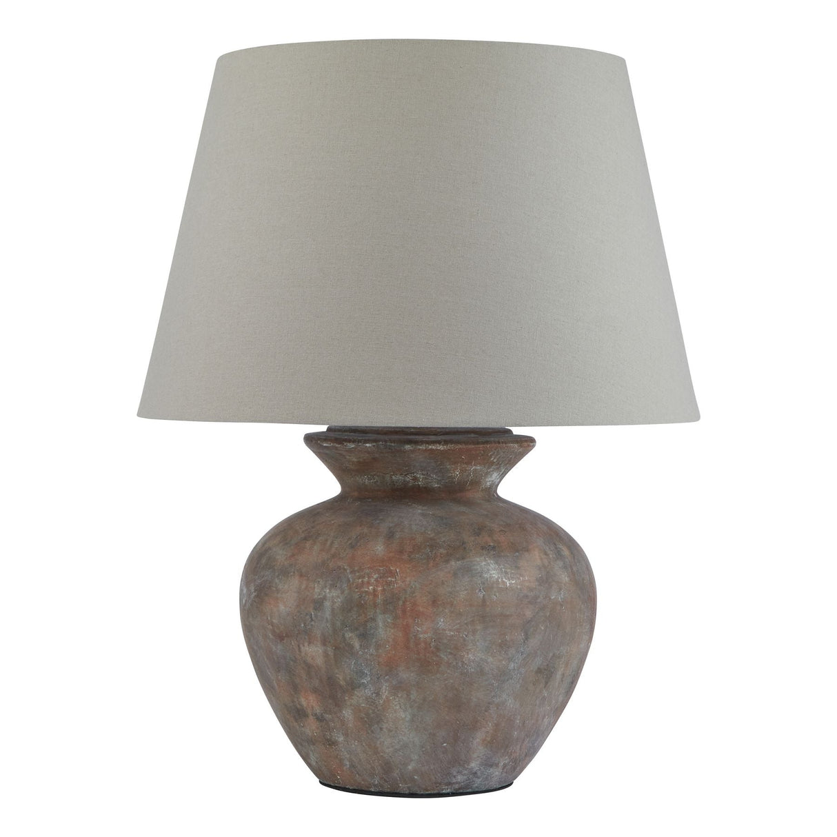 Grey Linen Shade Table Lamp With Brown Round Ceramic Base - Siena
