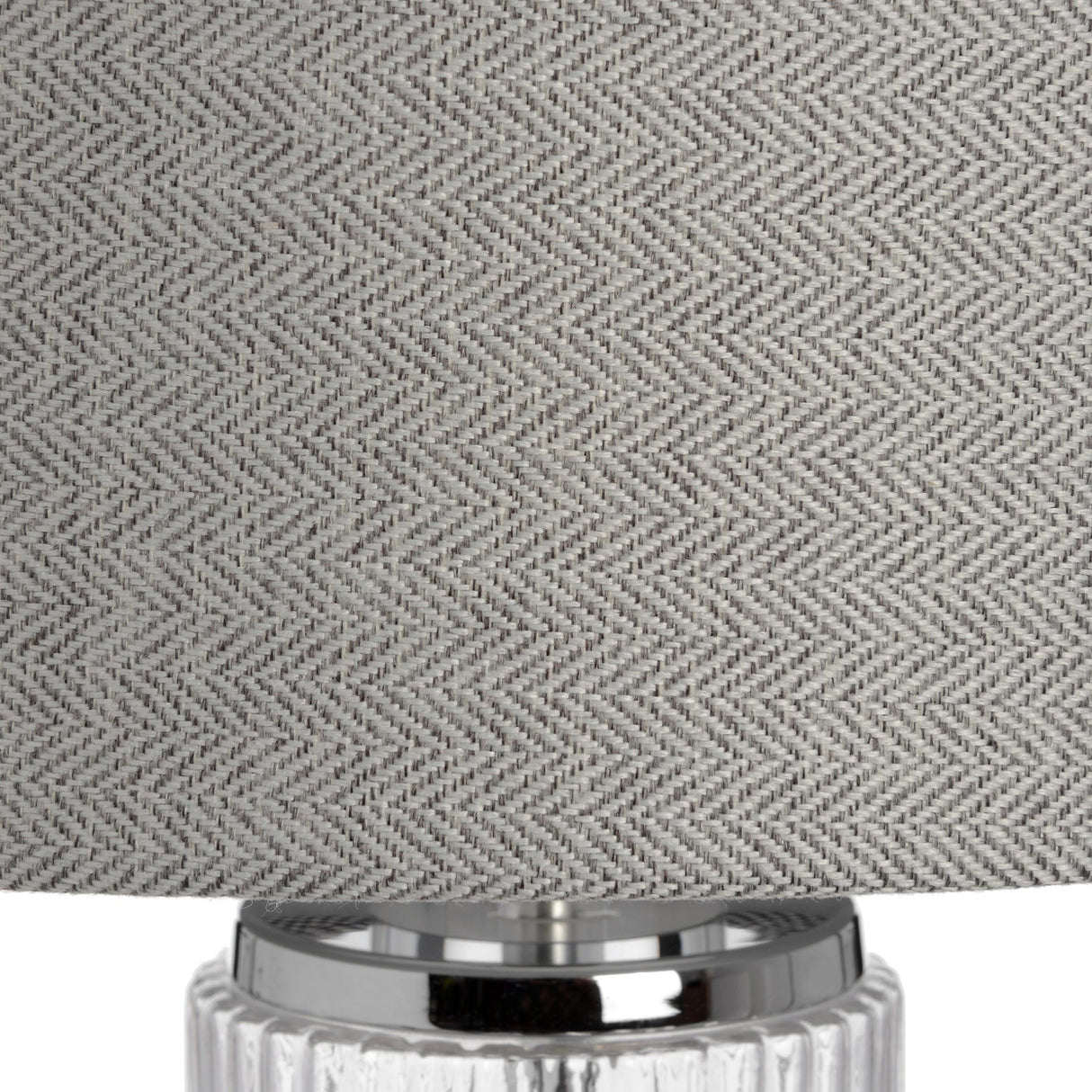 Grey Linen Shade Table Lamp With Clear Glass Base - Roma