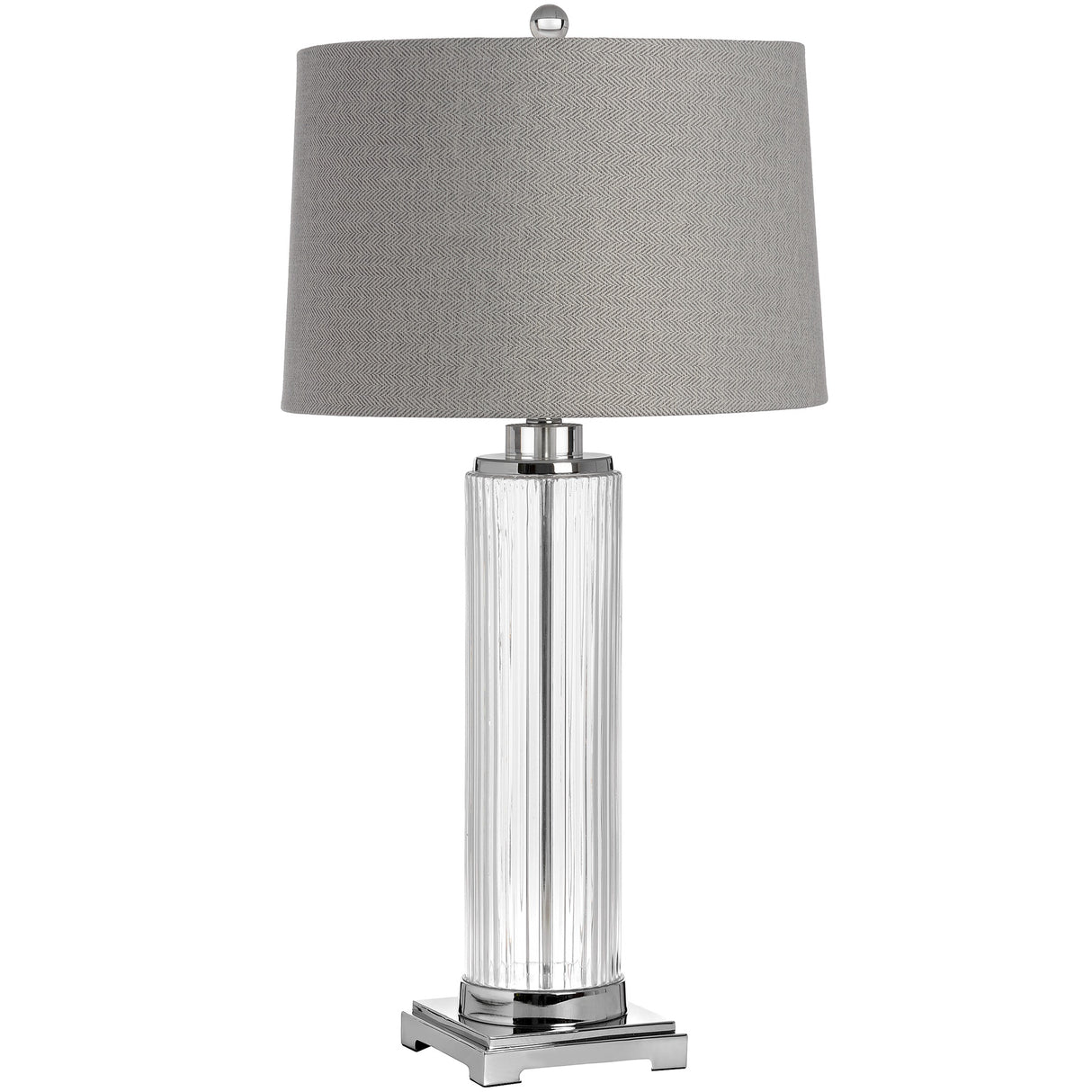 Grey Linen Shade Table Lamp With Clear Glass Base - Roma