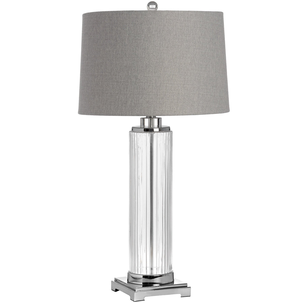 Grey Linen Shade Table Lamp With Clear Glass Base - Roma
