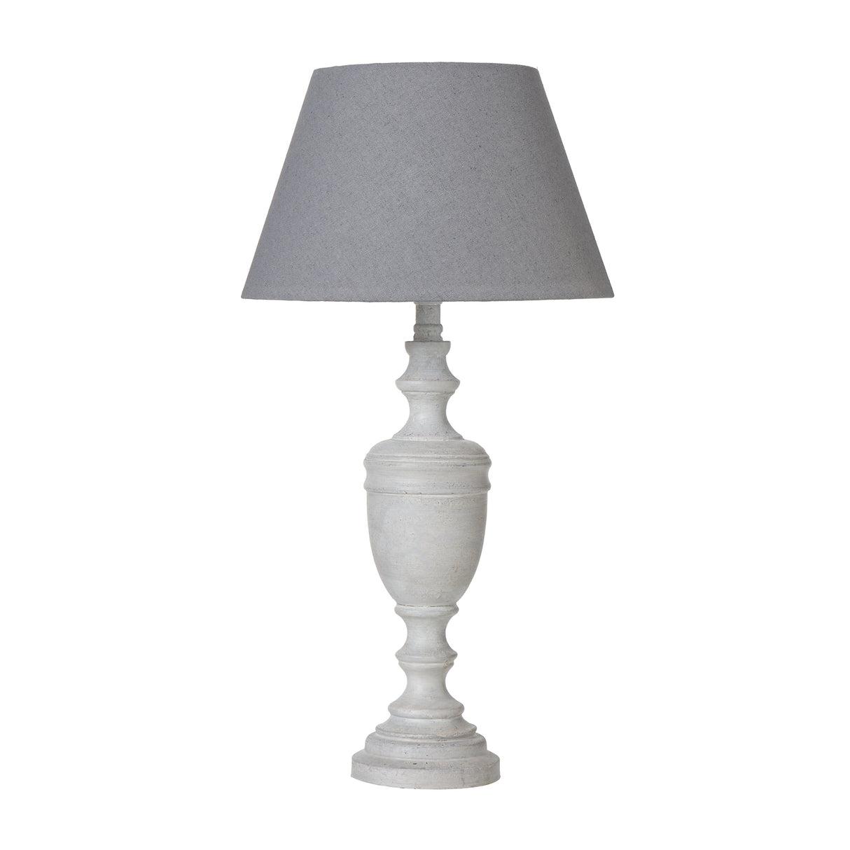 Grey Linen Shade Table Lamp With White Wooden Base - Lentia
