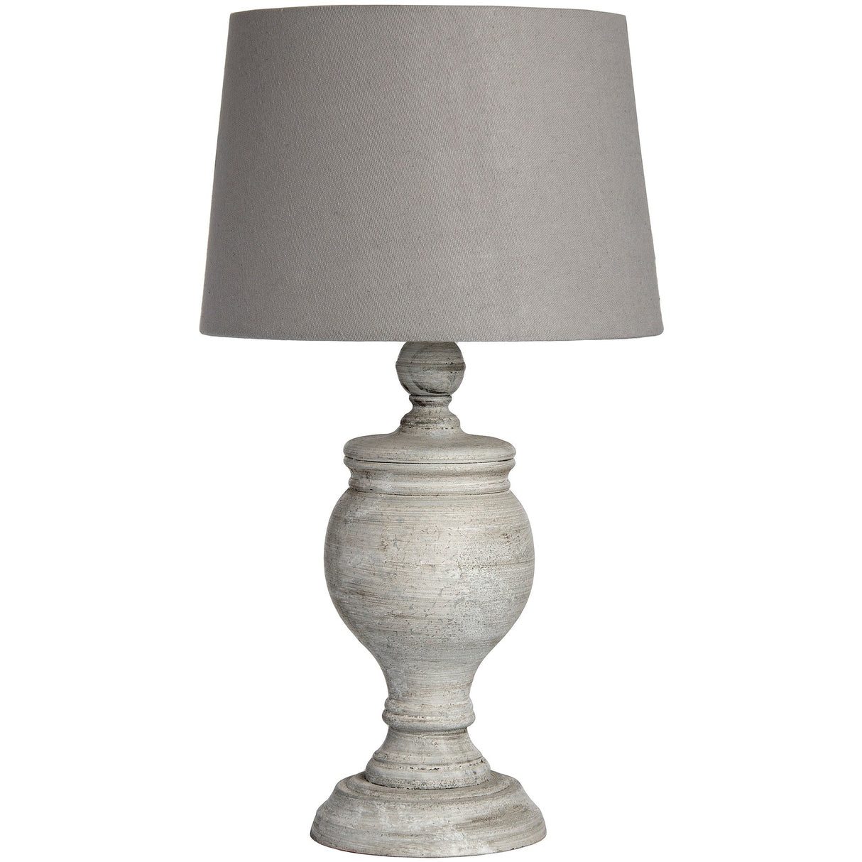 Grey Linen Shade Table Lamp With Wooden Base - Uthina