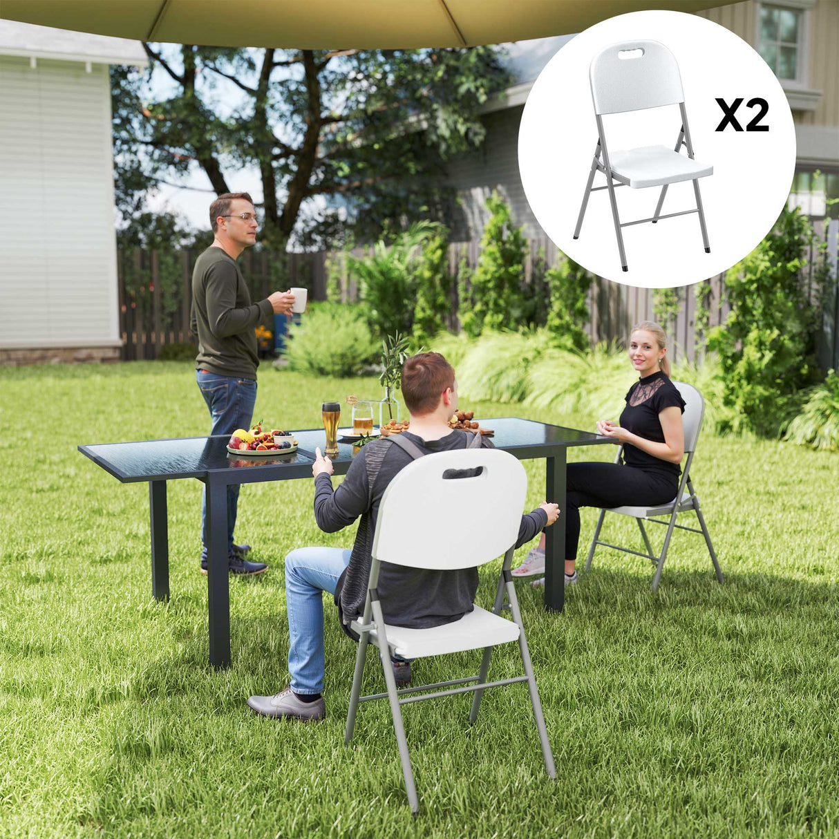 HDPE Foldable Garden Chairs in Set of 2 - Velmora