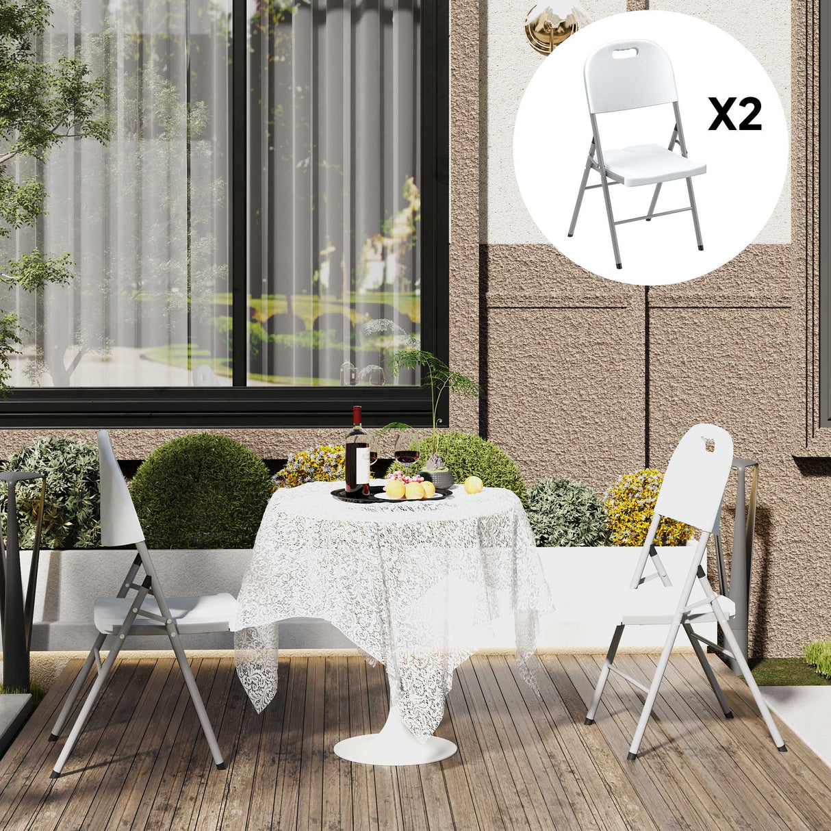 HDPE Foldable Garden Chairs in Set of 2 - Velmora