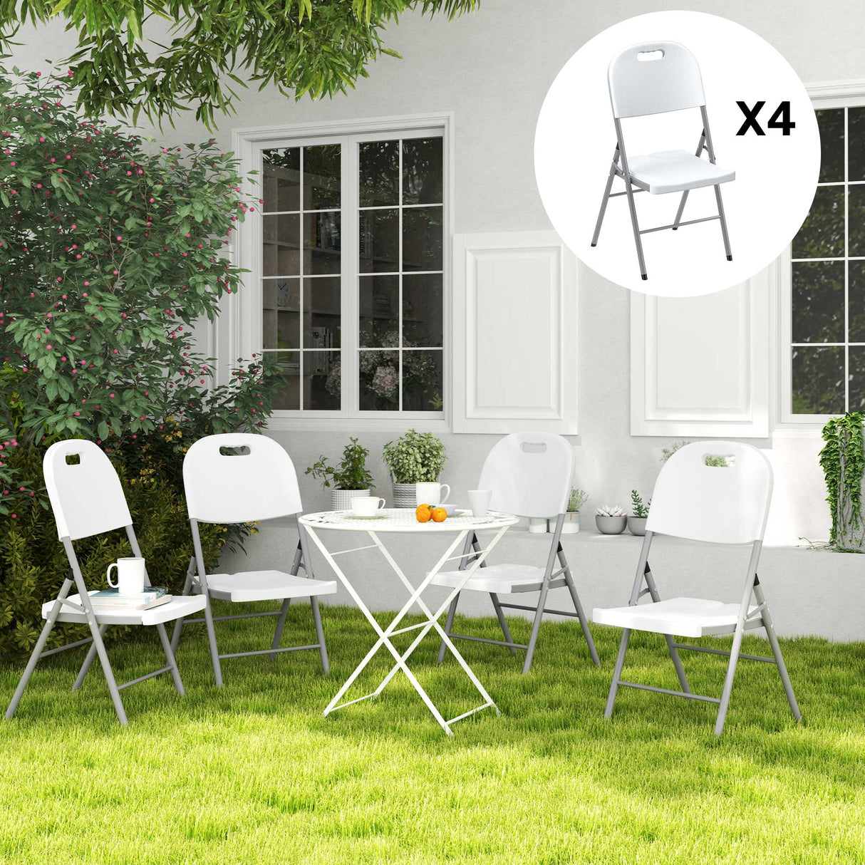 HDPE Foldable Garden Chairs in Set of 4 - Velmora