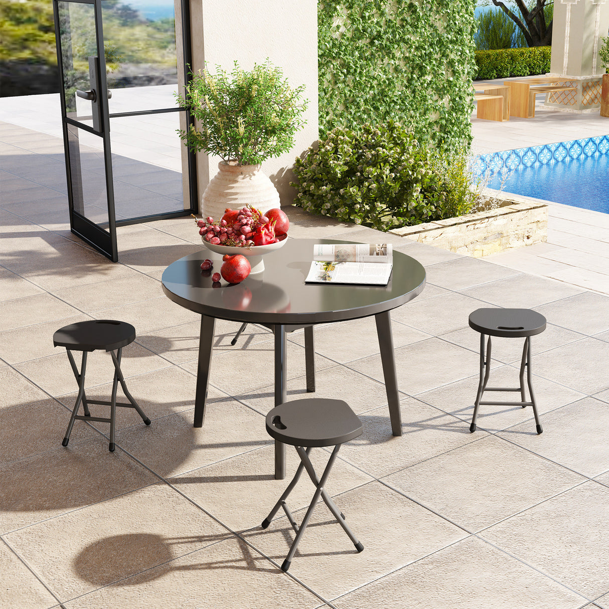 HDPE Folding Carry Stools in Set of 4 - Velmora