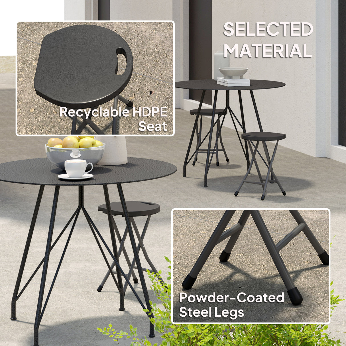 HDPE Folding Carry Stools in Set of 4 - Velmora
