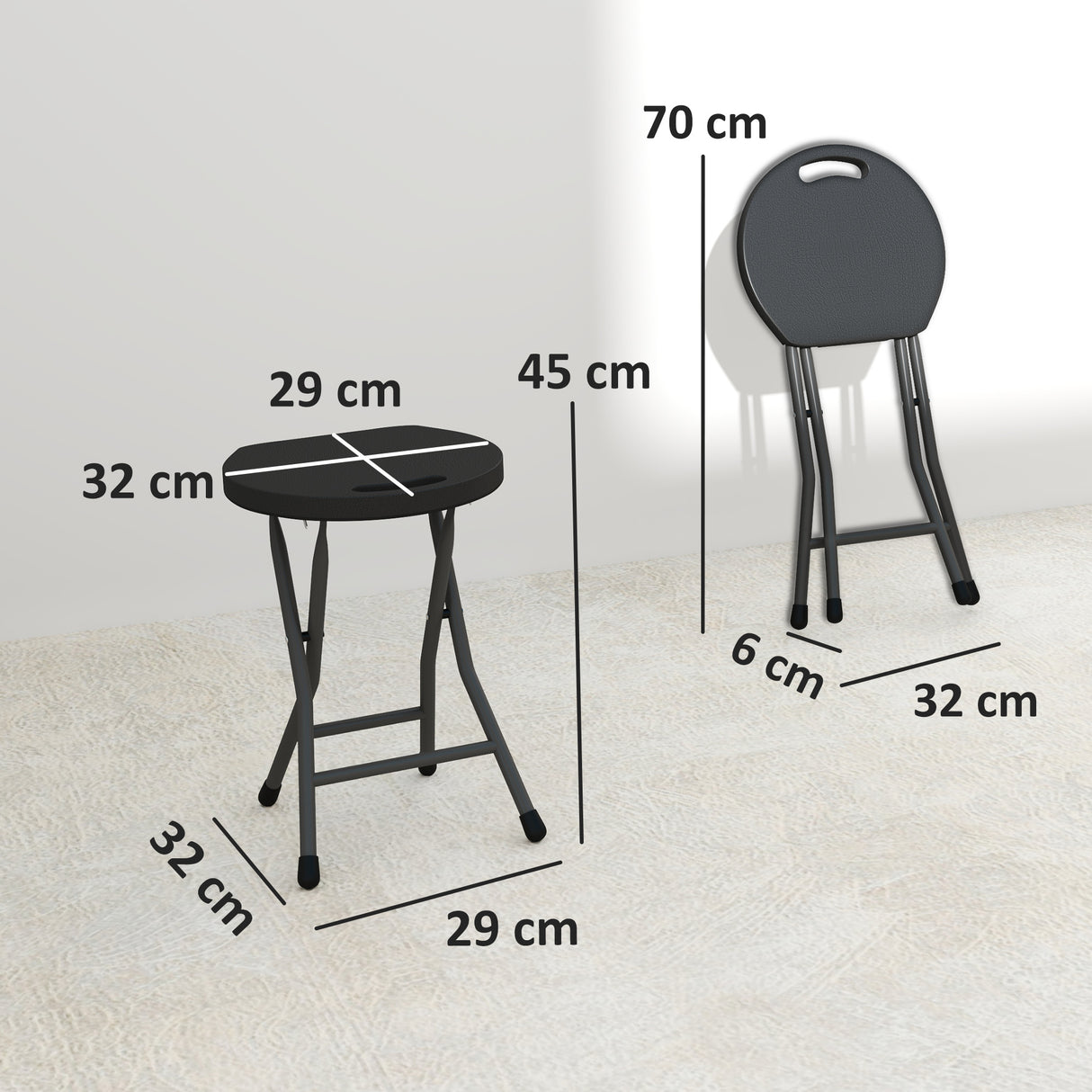 HDPE Folding Carry Stools in Set of 4 - Velmora