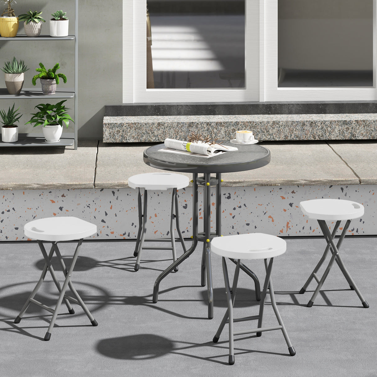 HDPE Folding Carry Stools in Set of 4 - Velmora