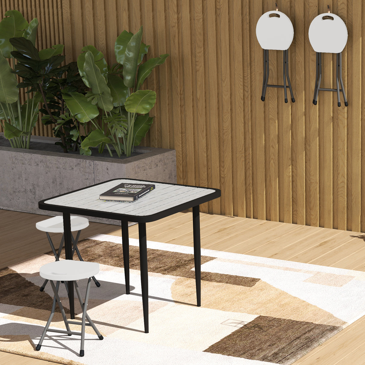 HDPE Folding Carry Stools in Set of 4 - Velmora