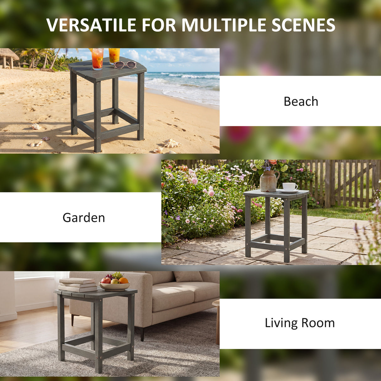 HDPE Outdoor Garden Side Table - Velmora