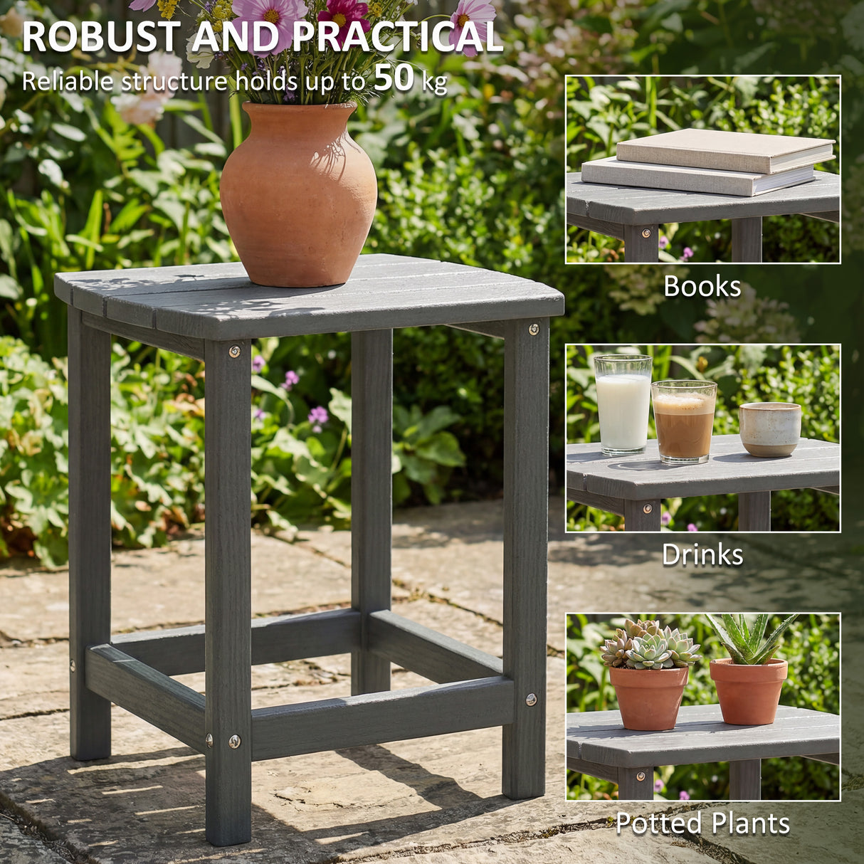 HDPE Outdoor Garden Side Table - Velmora
