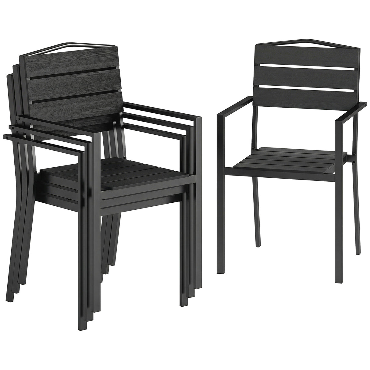 HDPE Stackable Garden Chairs in Set of 4 - Velmora