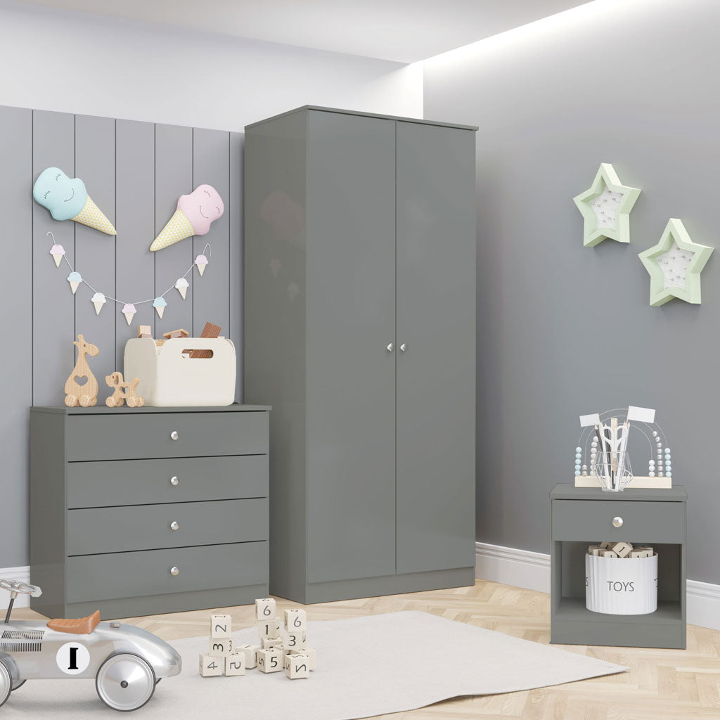 High Gloss Bedroom Furniture Set 3 Piece - Denver