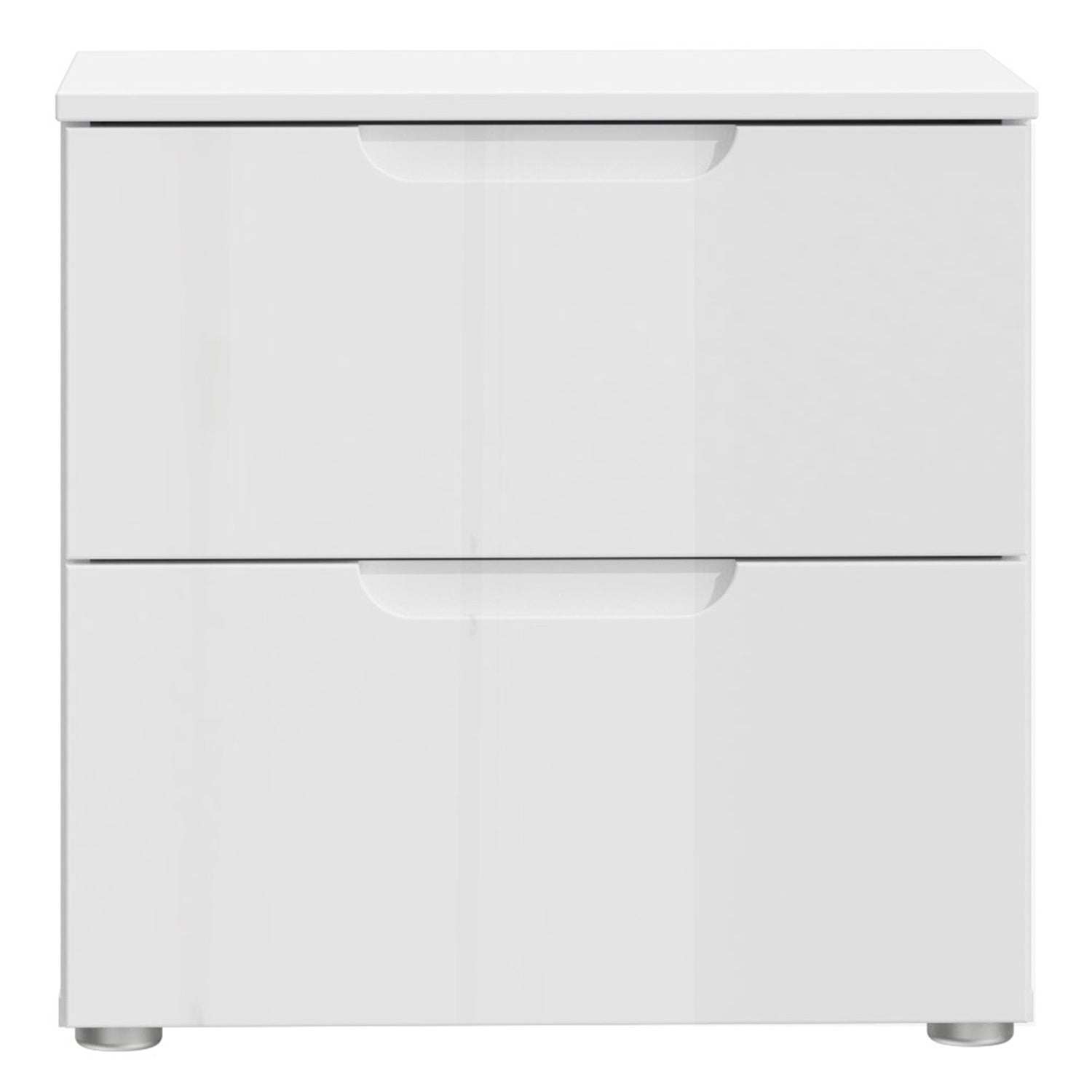High Gloss Bedside Cabinet With 2 Drawers - Sienna