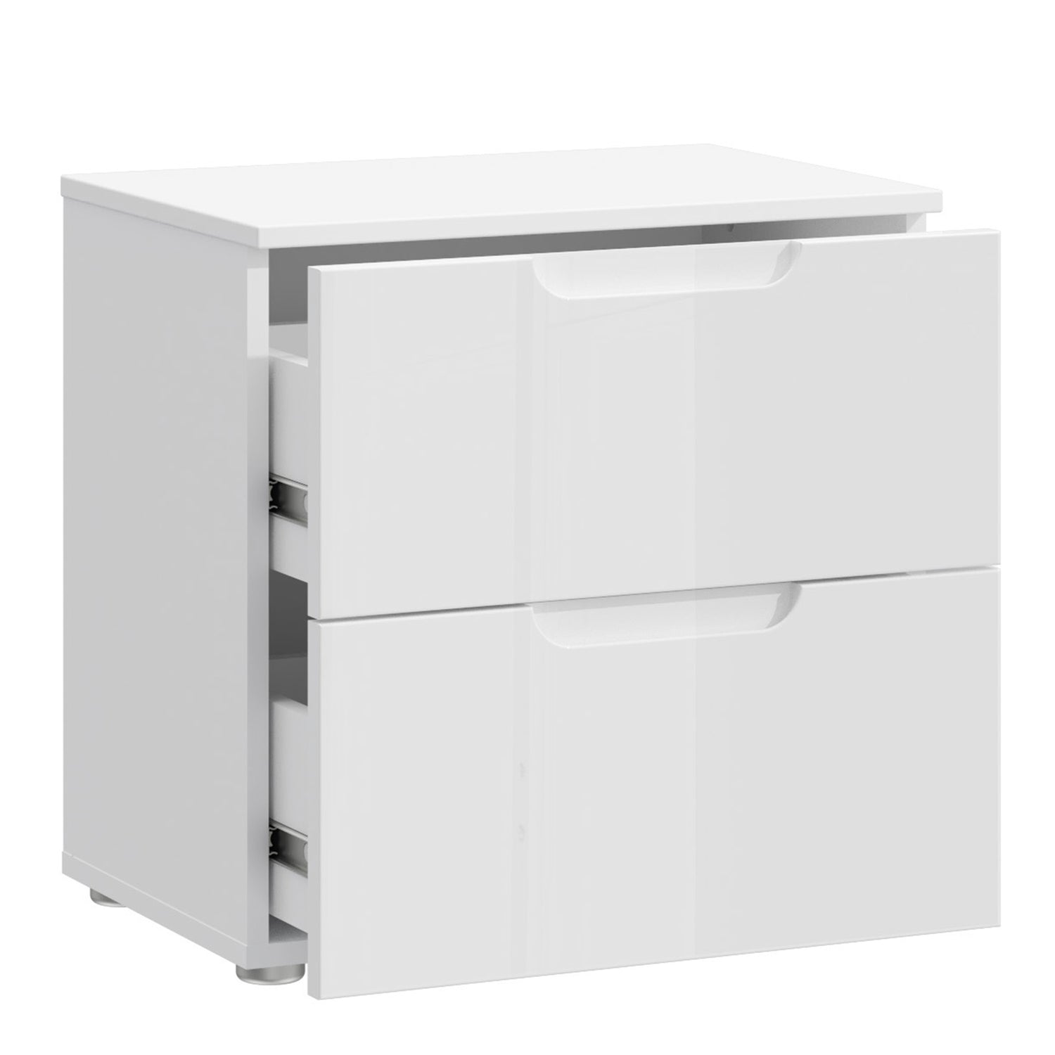 High Gloss Bedside Cabinet With 2 Drawers - Sienna