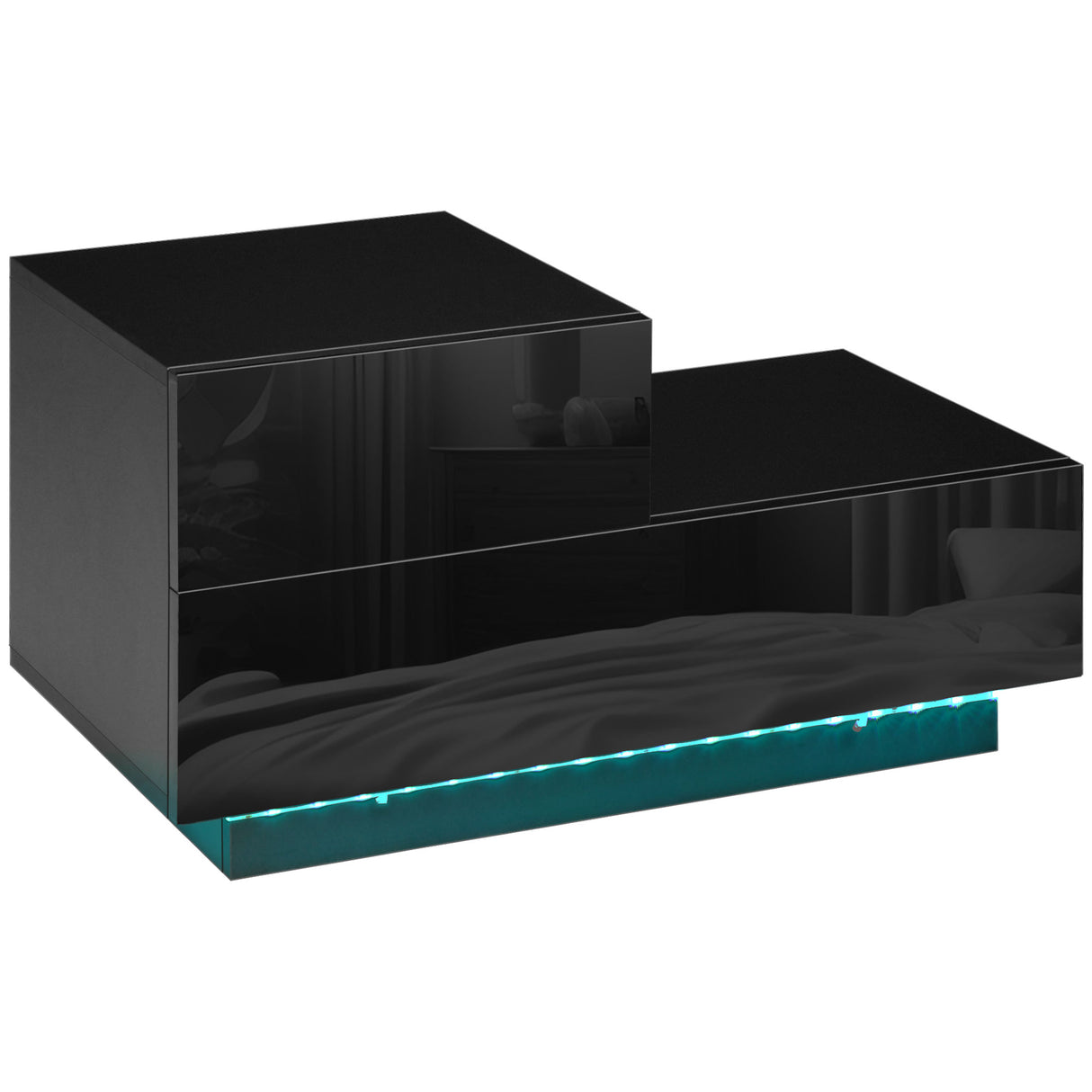 High Gloss Bedside Cabinet 70cm Wide - Velmora