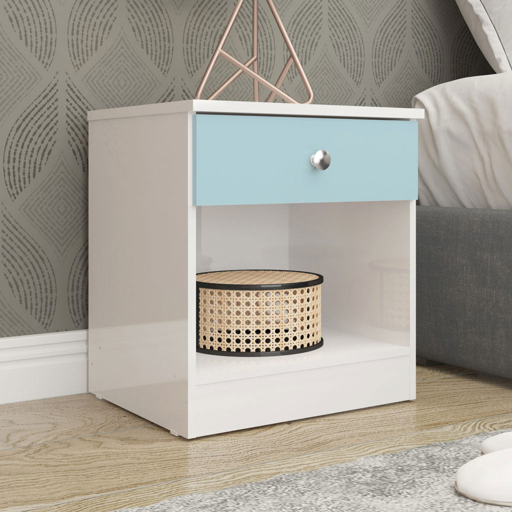 High Gloss Bedside Cabinet With 1 Drawer - Denver