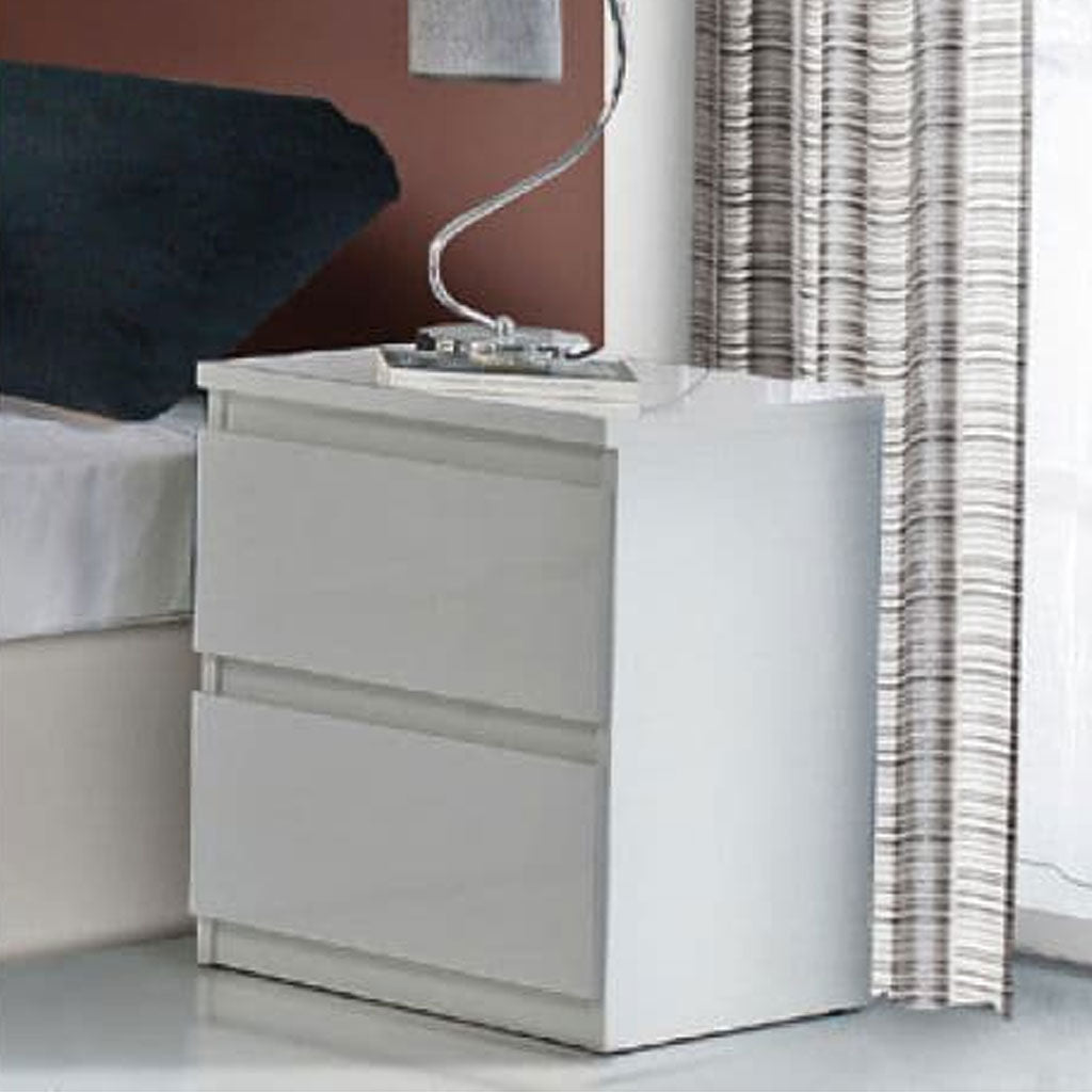 High Gloss Bedside Cabinet With 2 Drawers - Louisburg