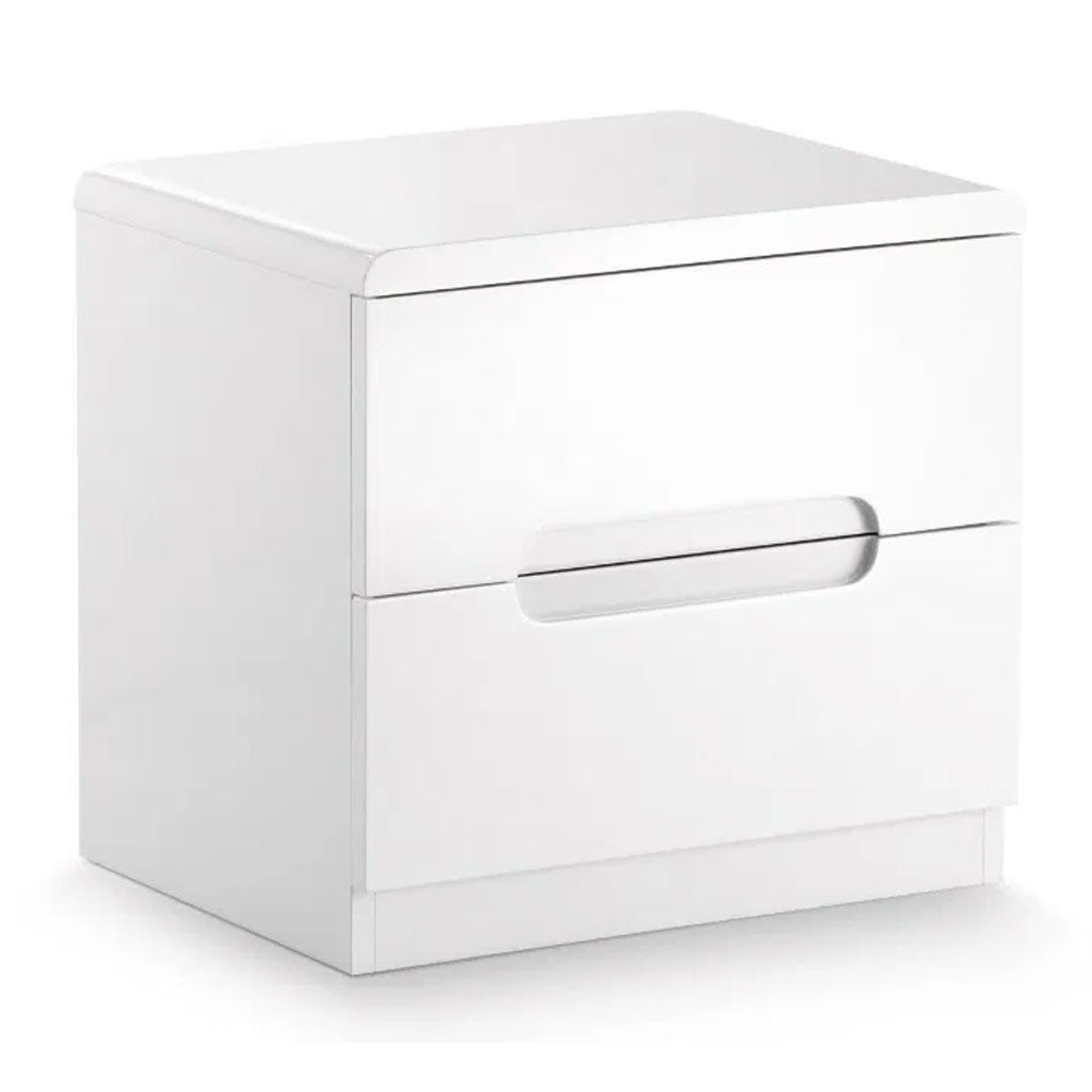 High Gloss Bedside Cabinet With 2 Drawers - Manhattan