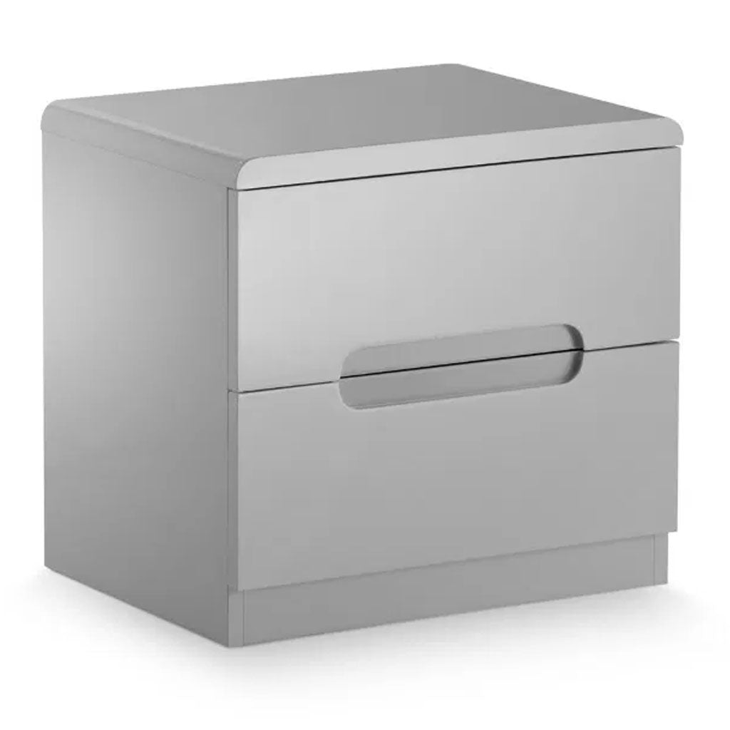 High Gloss Bedside Cabinet With 2 Drawers - Manhattan