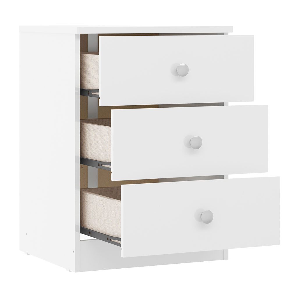 High Gloss Bedside Cabinet With 3 Drawers - Denver