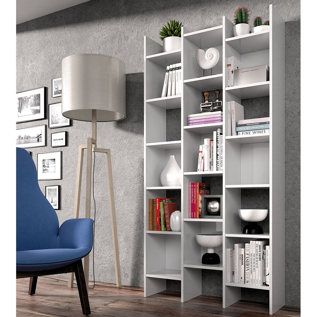High Gloss Bookcase Triple - Canby