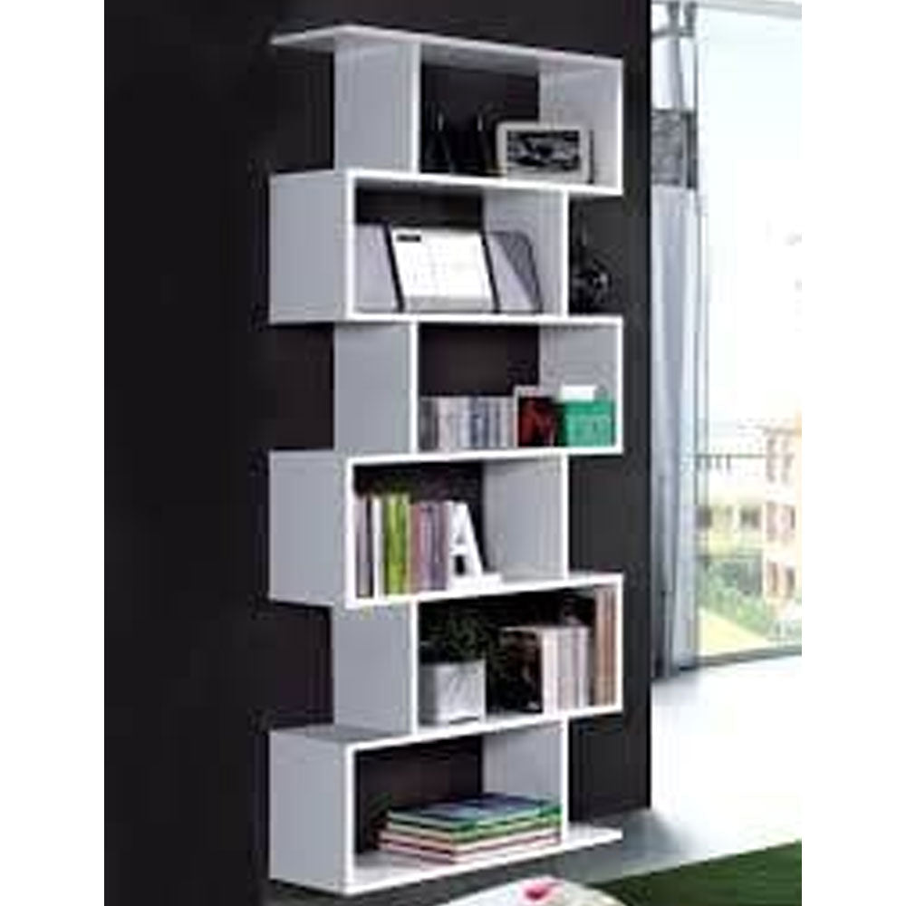High Gloss Bookcase With 6 Open Storage Compartments - Zinnia