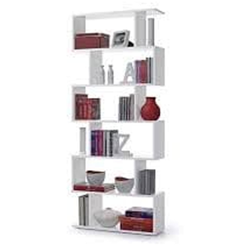 High Gloss Bookcase With 6 Open Storage Compartments - Zinnia
