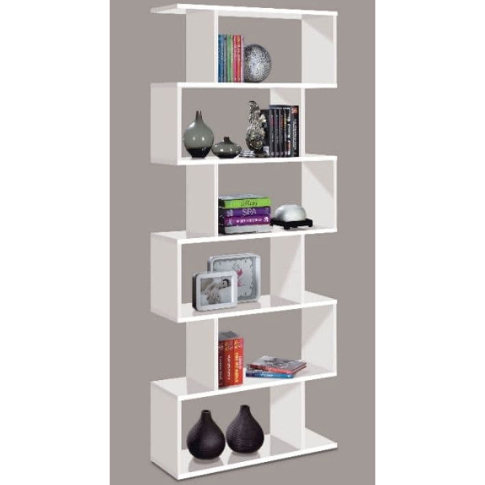 High Gloss Bookcase With 6 Open Storage Compartments - Zinnia