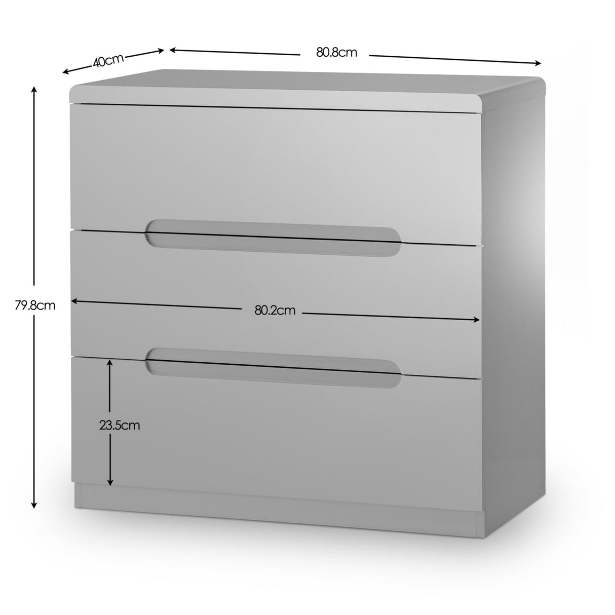 High Gloss Chest Of 3 Drawers - Manhattan