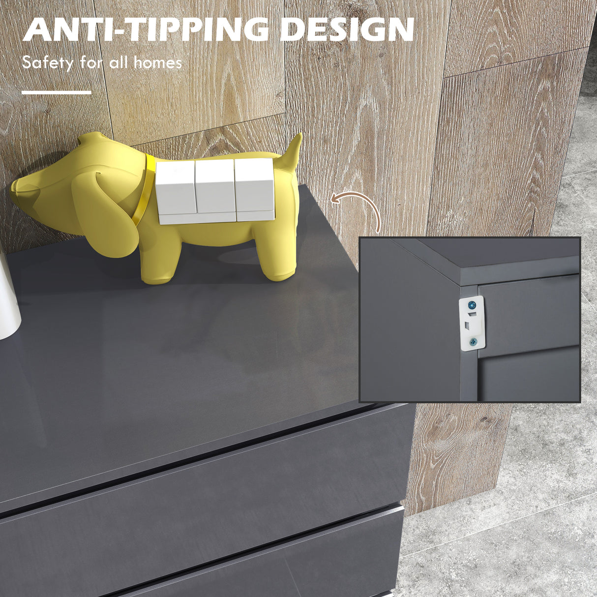 High Gloss Chest Of 4 Drawers 100cm H x 53cm W x 33cm D - Velmora