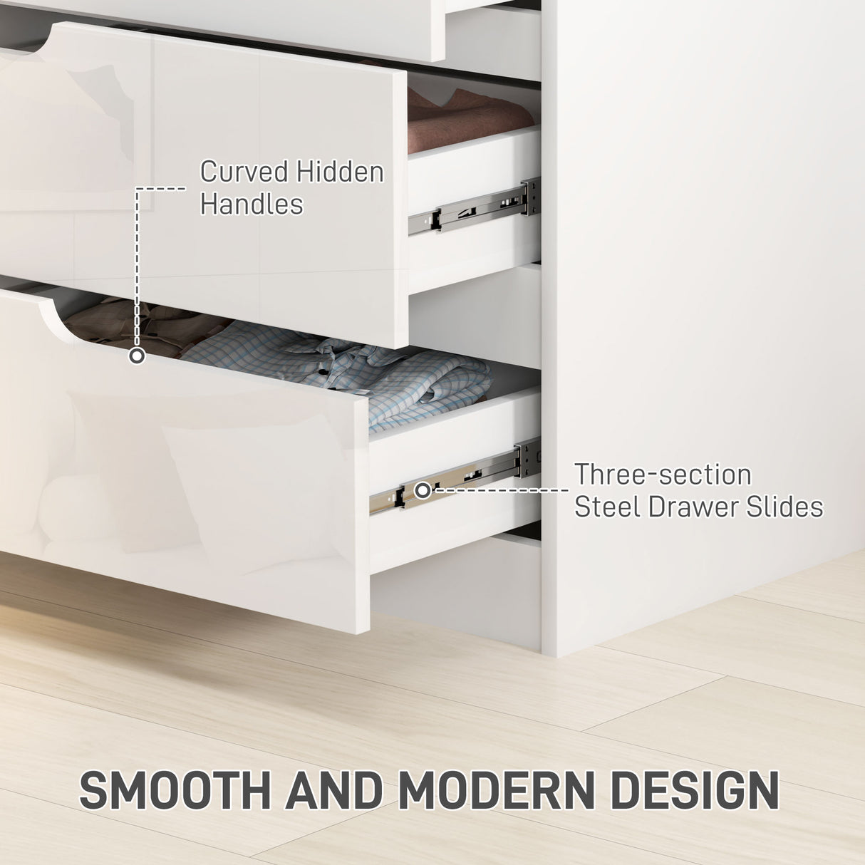 High Gloss Chest Of 4 Drawers 60cm Wide - Velmora