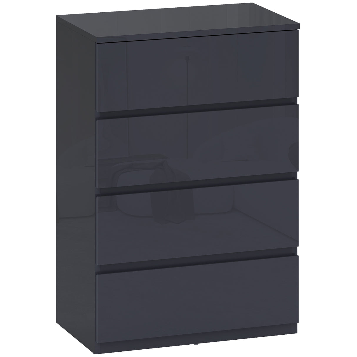 High Gloss Chest Of 4 Drawers 80cm H x 55cm W x 34cm D - Velmora