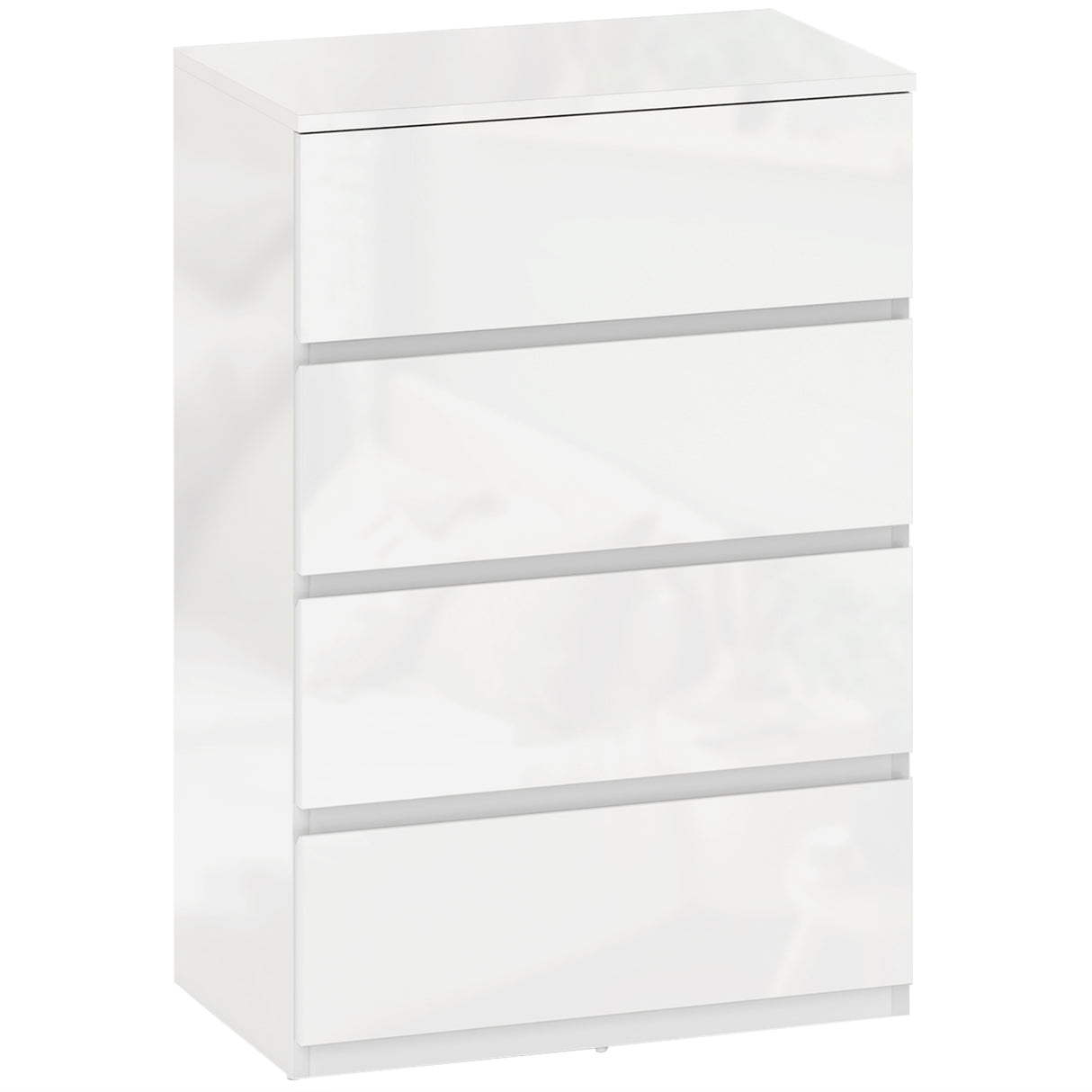 High Gloss Chest Of 4 Drawers 80cm H x 55cm W x 34cm D - Velmora