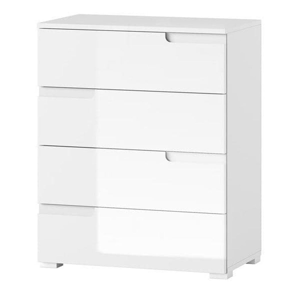 High Gloss Chest Of 4 Drawers Narrow - Salina