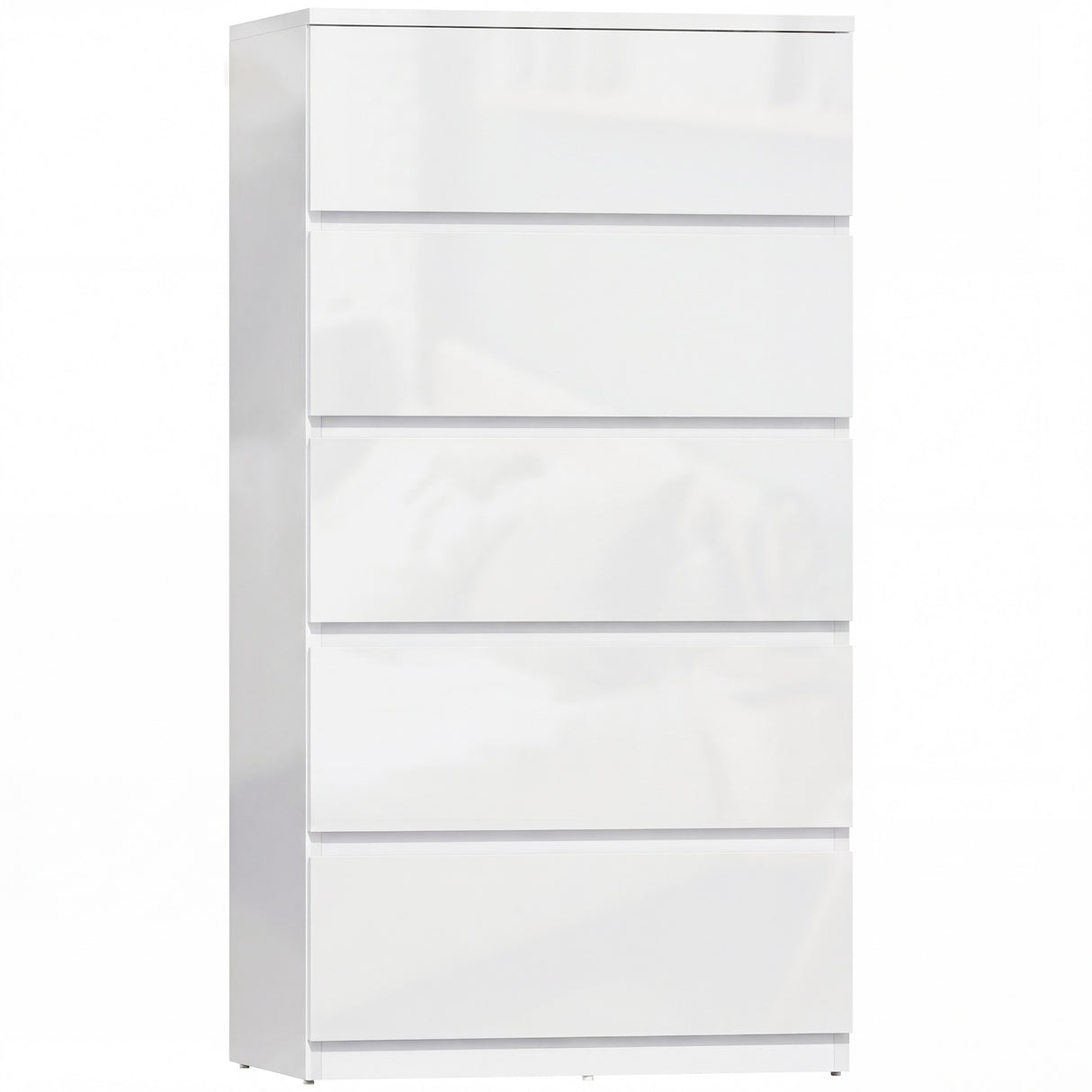 High Gloss Chest Of 5 Drawers 100cm H x 55cm W x 34cm D - Velmora